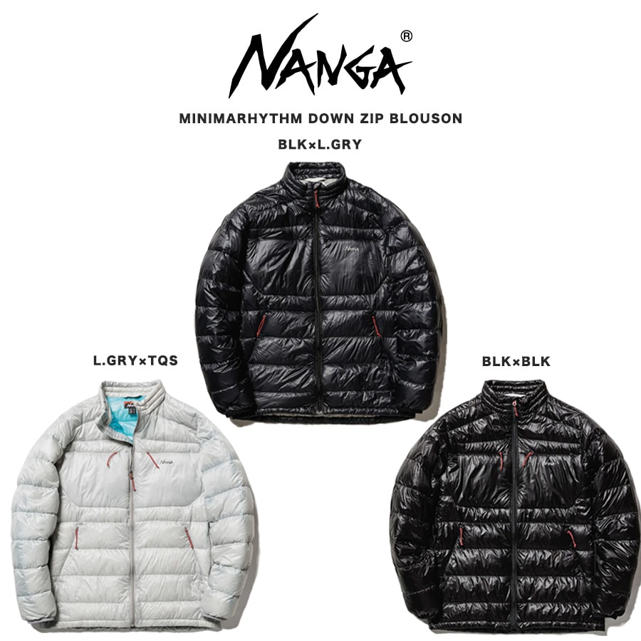 楽天セレクトショップ　ムーNANGA ナンガ MINIMARHYTHM DOWN ZIP BLOUSON ミニマリスムダウンジップブルゾン nd2241-1a031 超撥水加工 スパニッシュダックダウン（770FP） 釣り 登山 アウトドア 冬キャンプ