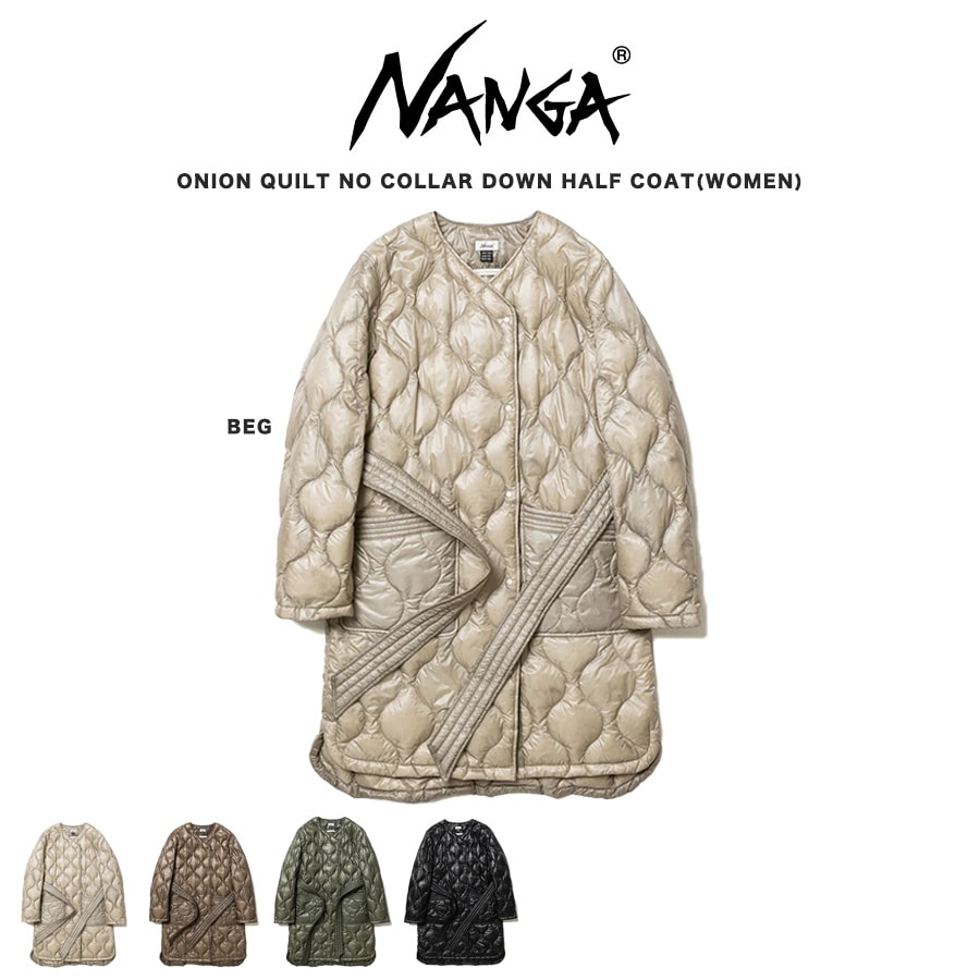 SALE40%OFF NANGA ナンガ レディース ONION QUILT NO COLLAR DOWN HALF COAT / オニオンキルトノーカラーダウンハーフコート ウィメンズ アウター アウトドア 冬キャンプ セレクトショップムー