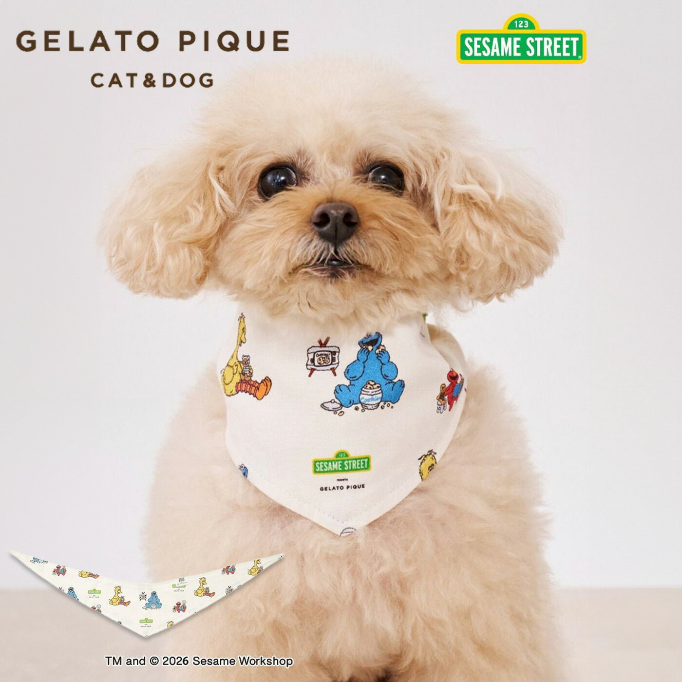 ジェラートピケ gelato pique CAT＆DOG SESAME STREET バンダナ paga261598 セサミストリート ジェラピケ 犬用 小型犬 アクセサリー 小物 お出掛け ルームウェア 2026春 ギフト プレゼント セレクトショップムー