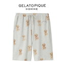 ジェラートピケ オム GELATO PIQUE HOMME トイプードル柄ハーフパンツ pmcp251308 メンズ ルームウェア 部屋着 パジャマ 2025春...
