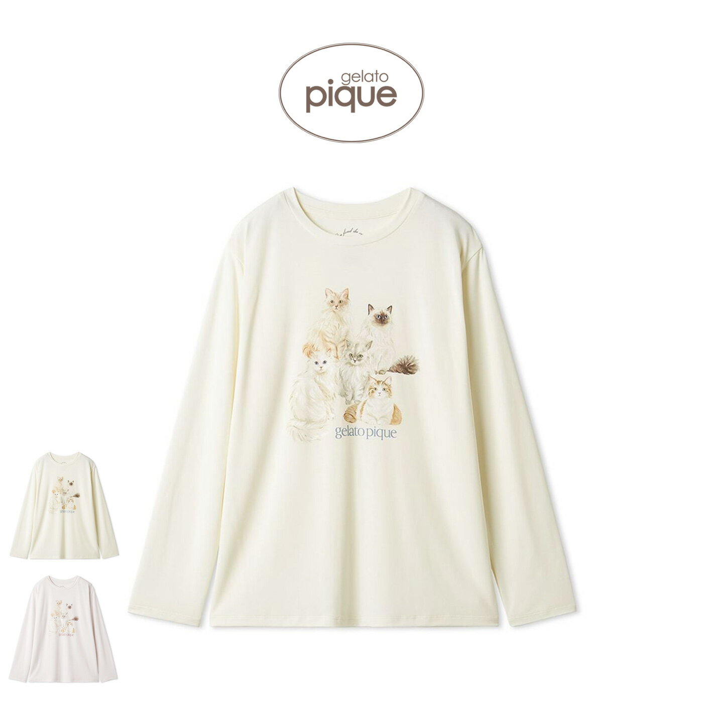 ジェラートピケ gelato pique キャットワンポイントロンT pwct261302 ジェラピケ 猫柄 ルームウェア パジャマ 部屋着 2026春 プレゼントにおすすめ セレクトショップムー