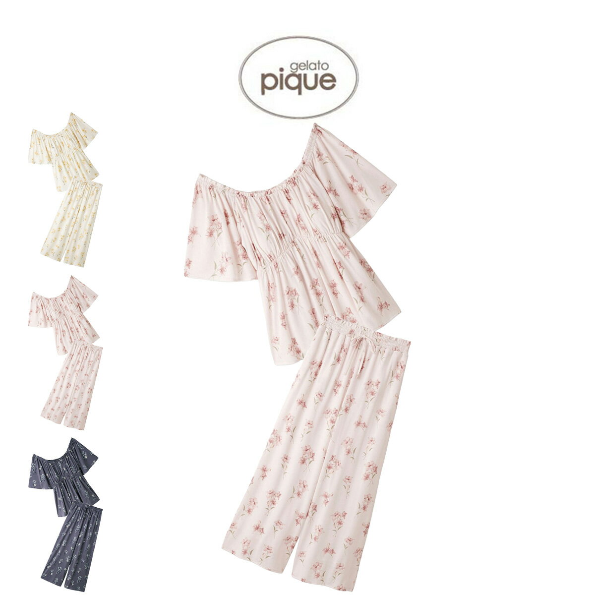 ジェラートピケ gelato pique 母の日 フラワー柄カップインプルオーバー ロングパンツ pwct262326set pwcp262327 ジェラピケ パジャマ ルームウェア 部屋着 上下セット セットアップ レディース 2026夏 母の日ギフト セレクトショップムー