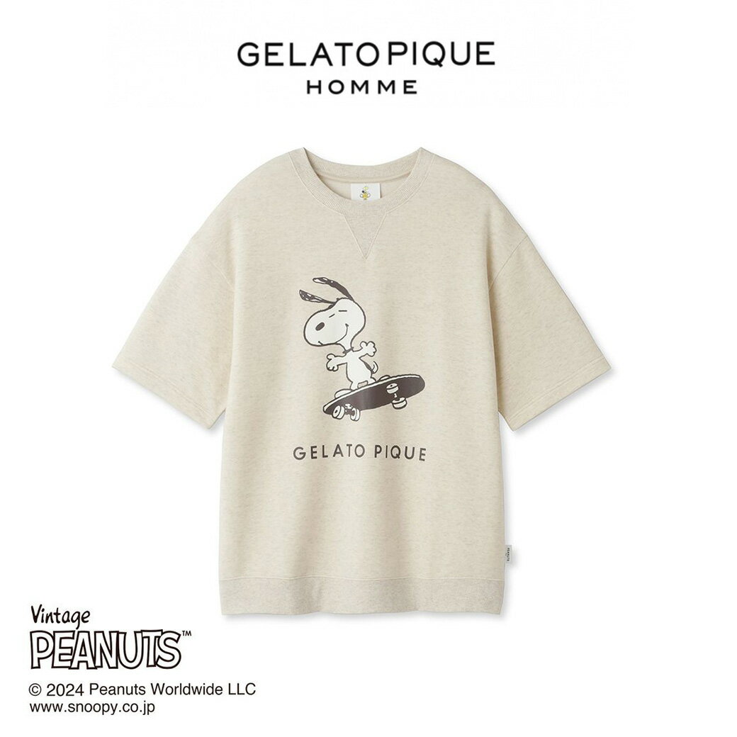 楽天セレクトショップ　ムーGELATO PIQUE HOMME ジェラートピケ オム HOMME裏毛ワンポイントロゴプルオーバー pmct242228 メンズ トップス 部屋着 ルームウェア パジャマ コラボ 半袖 ギフト プレゼントにおすすめ 2024夏