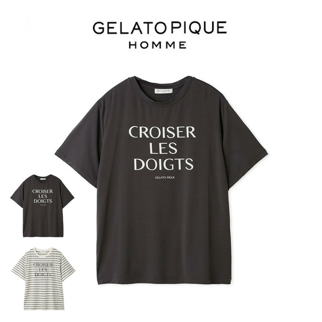 (5の付く日限定ポイント10倍)GELATO PIQUE HOMME ジェラートピケ オム レーヨンロゴTシャツ pmct242318 メンズ トップス 部屋着 COOL FABRIC 接触冷感 ルームウェア パジャマ 半袖 新生活 ギフト プレゼントにおすすめ 2024夏