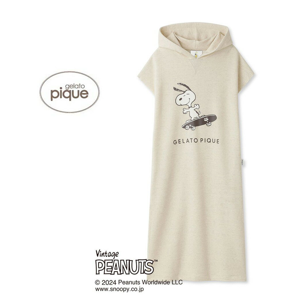 gelato pique ジェラートピケ PEANUTS 裏毛ワンポイントフードワンピース pwco242242 ジェラピケ ルームウェア パジャマ レディース 部屋着 ドレス スヌーピー 誕生日 ギフト プレゼントにおすすめ 2024夏 1