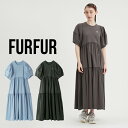 FURFUR ファーファー ロゴ刺繍パフスリーブカットワンピース rwco242062 レディース ドレス ロング丈 フレア 半袖 カジュアル カットソー生地 ラフ デイリー 夏コーデ 2024夏