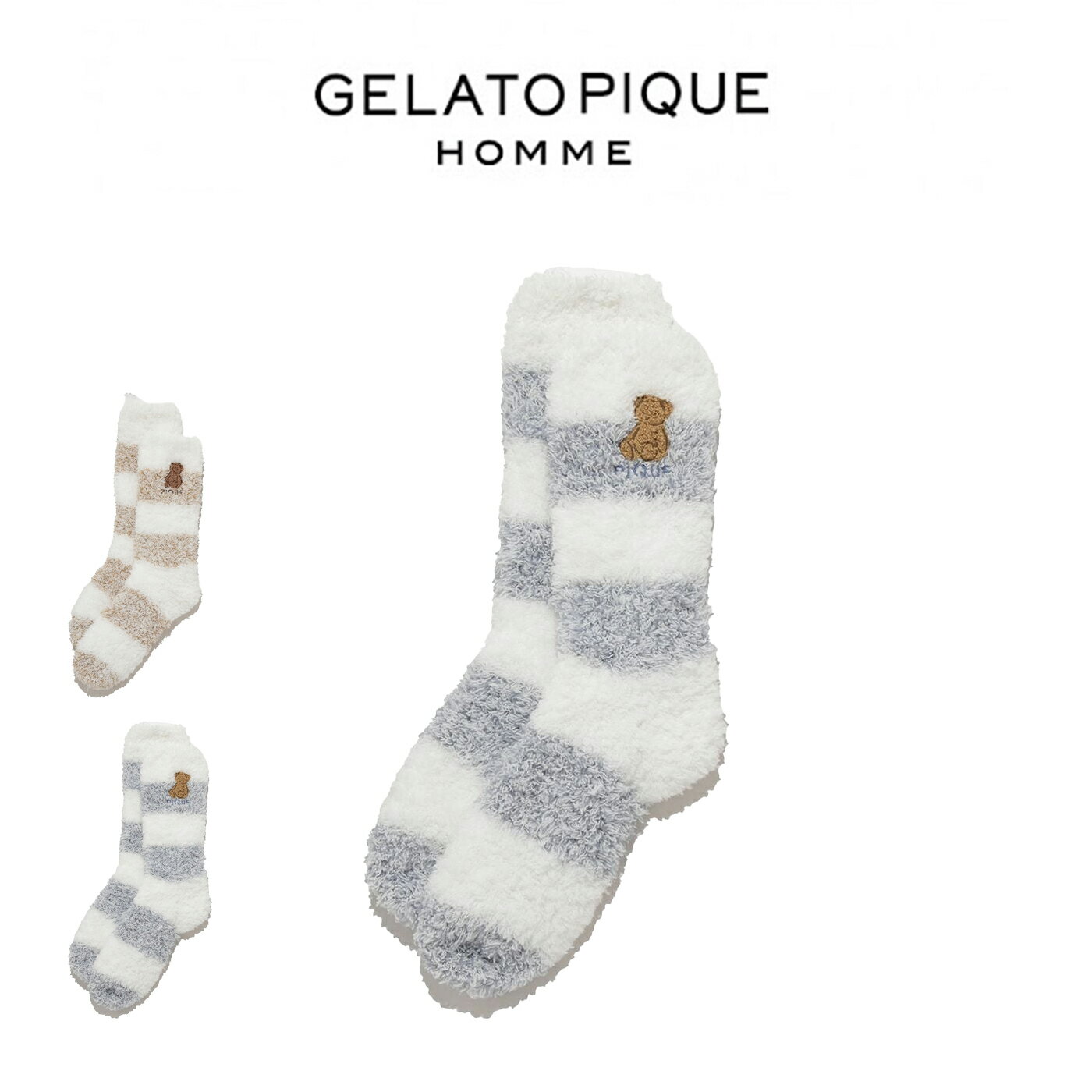 ジェラートピケ オム GELATO PIQUE HOMME ベアさがらメランジ2ボーダーソックス pmgs255527 ジェラピケ..