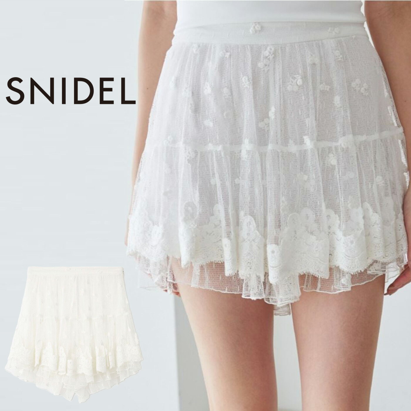 SALE40%OFF スナイデル SNIDEL チュールエンブロイダリースカショーパン swfp255148 レディース ショートパンツ スカート 小花柄 ボトムス ミニ丈 セレクトショップムー(SALE2026)