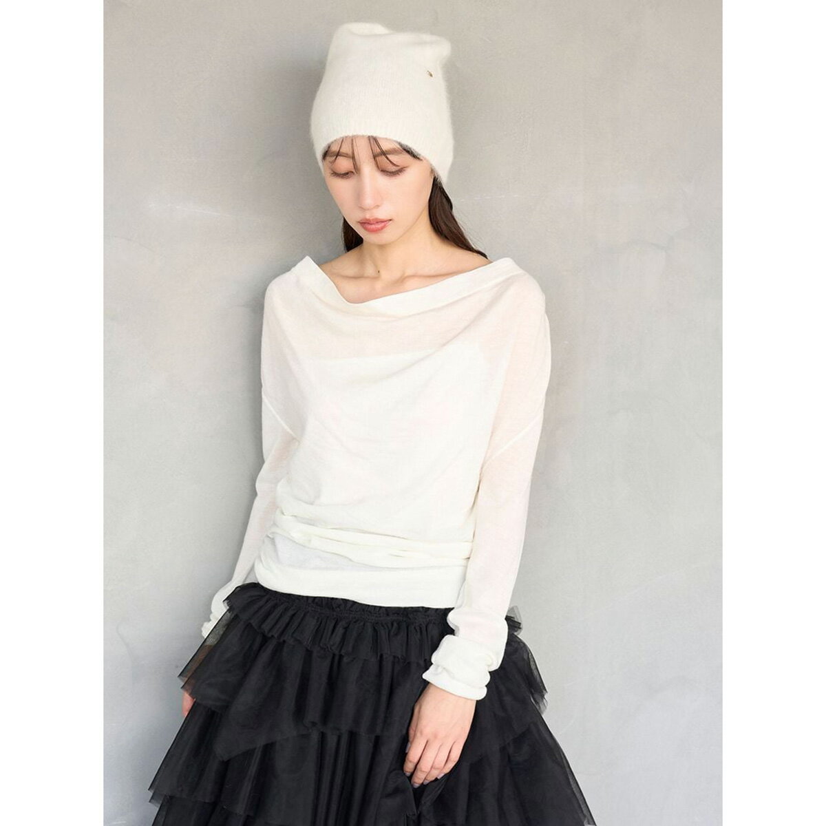 SALE40%OFF スナイデル SNIDEL ドレープニットトップス swnt255133 レディース アシメネック ワンショルダー シンプル 長袖 セレクトショップムー