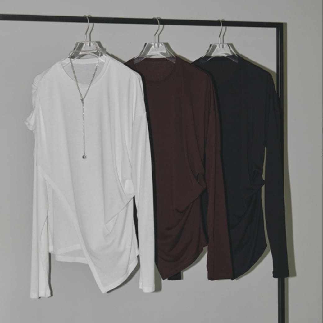 SALE40%OFF TODAYFUL トゥデイフル Asymmetry Drape Long T-Shirts アシンメトリードレープロングTシャツ 12320603 レディース トップス ロンT 吉田怜香 セレクトショップムー