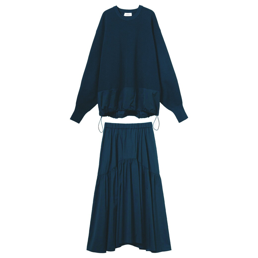 emmi atelier エミ アトリエ プルオーバー×ティアードスカートセット 13wfo244098 13wfo254094 レディース トップス 長袖 ウォッシャブル セットアイテム プルオーバー スカート 大人カジュアル 秋コーデ