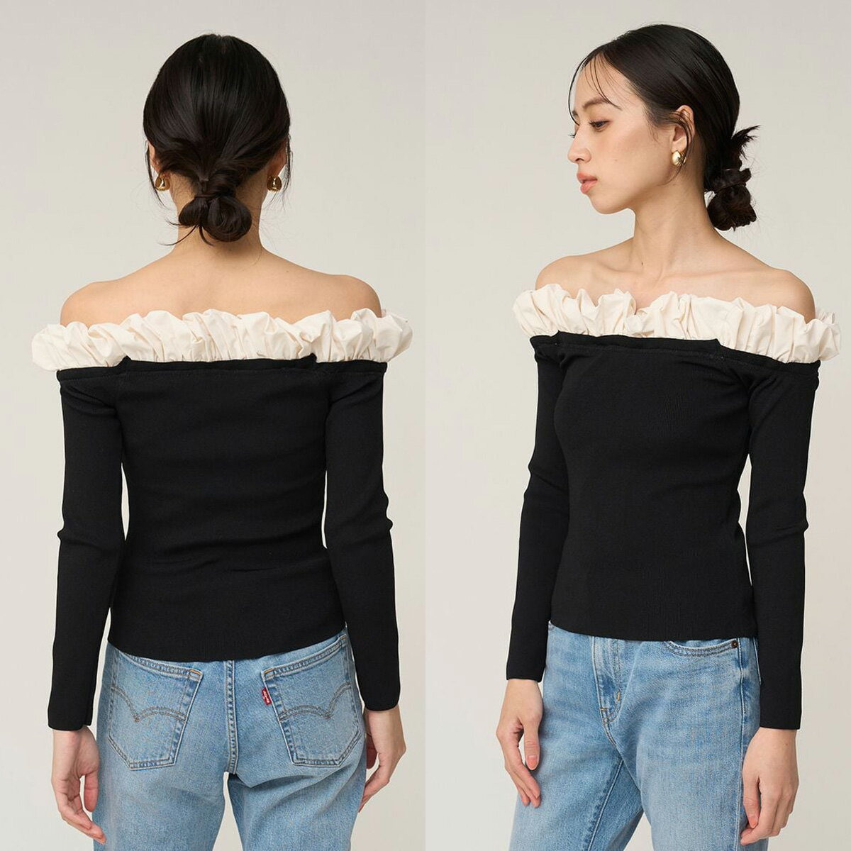 スナイデル SNIDEL バルーンフリルニットプルオーバー swnt261063 レディース トップス オフショルダー 肩出し 上品 デート 女子会 2026春 セレクトショップムー