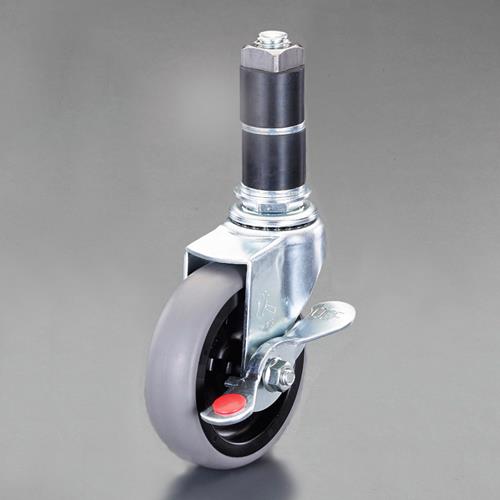 エスコ EA976AW-408 100mm[樹脂パイプ用]差込キャスター(自在ブレーキ付)