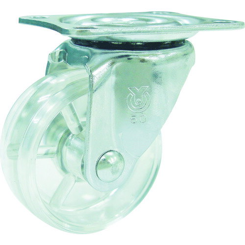 ユーエイ プレート式 自在 キャスター 透明ポリカーボネート 車輪径25mm Gタイプ G型 取付寸法28×23 G-25PC