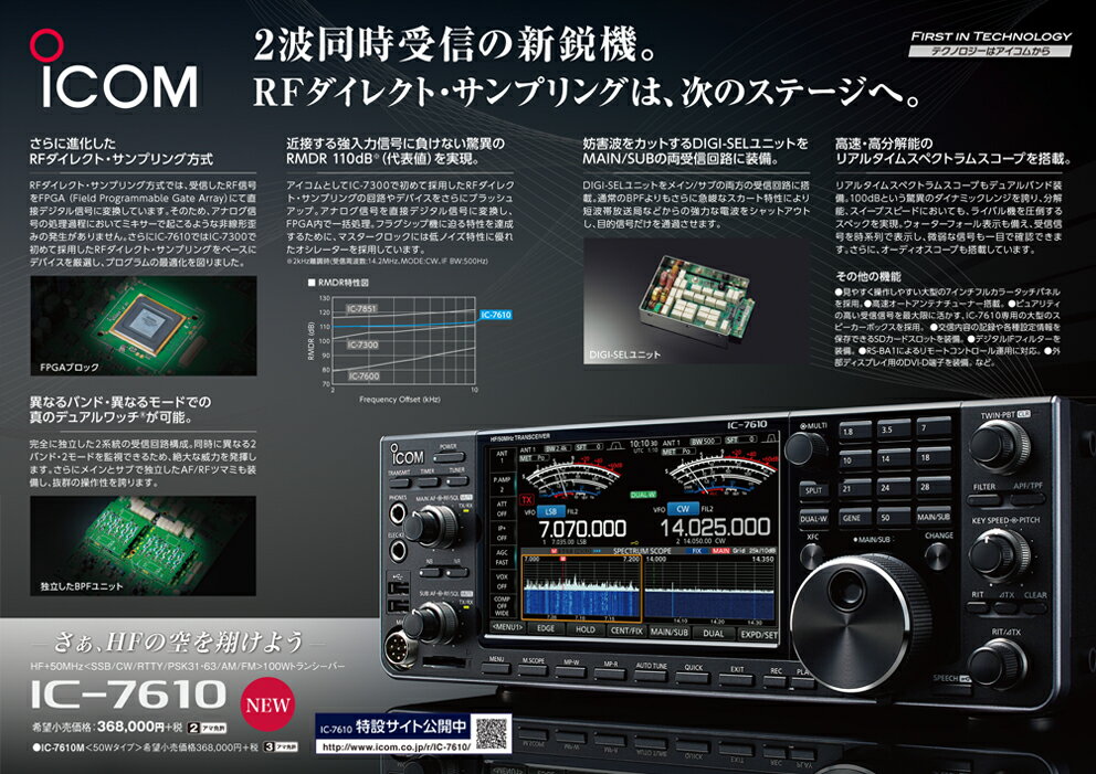 値下げしました！！【全国送料無料】IC-7610/IC-7610M　HF/50MHzオールモードトランシーバー【アイコム】【アマチュア無線】