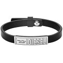 ブレスレット メンズ（10000円程度） 【送料無料】DIESEL ディーゼル ブレスレット DX1226040 レザー ブレス アクセサリー メンズ ブラック×シルバー【あす楽対応】【プレゼント】【ブランド】【セール】