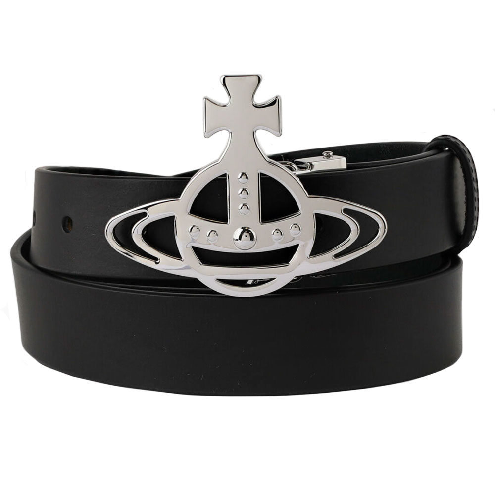 【送料無料】Vivienne Westwood ヴィヴィアンウエストウッド ベルト メンズ LINE ORB BUCKLE BELT 82010071U L008N N401/ブラック×シルバー 8201007MU L008N N401/ブラック×ガンメタル レザー 本革 ヴィヴィアン ビビアン【ブランド】【プレゼント】