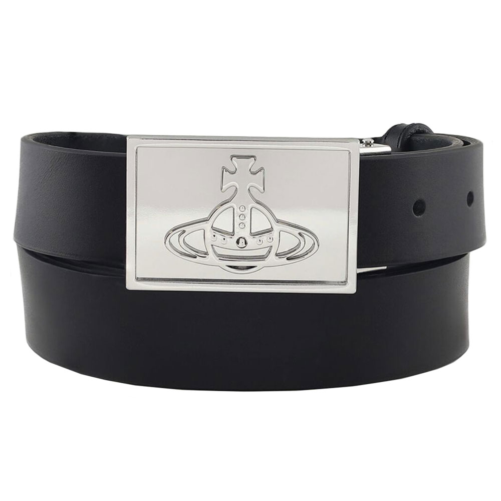 【送料無料】Vivienne Westwood ヴィヴィアン ベルト メンズ ヴィヴィアンウエストウッド BELTS LINE ORB SQUARE BUCKLE 82010047 310088 L0022 N401/ブラック シルバー レザー 本革 ビビアン…