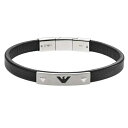 【送料無料】EMPORIO ARMANI エンポリオアルマーニ ブレスレット ブレス アクセサリー イーグルロゴ プレート レザ EGS2411040 ブラック×シルバー エンポリオ・アルマーニ エンポリ アルマーニ【あす楽対応】【ブランド】【プレゼント】