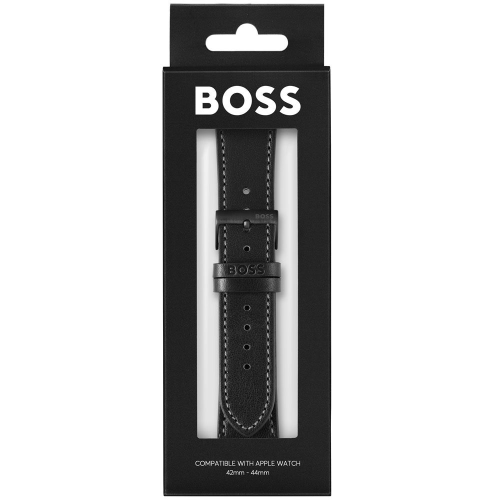 楽天museo【送料無料】【ベルトのみ】HUGO BOSS ヒューゴボス 替えベルト 交換バンド 1560045 Apple Watch strap 42mm 44mm 45mm 対応 アップルウォッチバンド メンズ 腕時計 時計 ブラック レザー 本革【あす楽対応】【プレゼント】【ブランド】