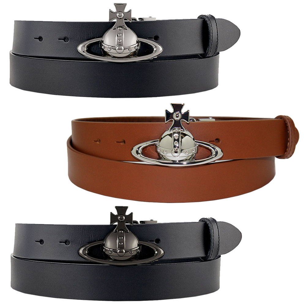 【送料無料】Vivienne Westwood ヴィヴィアンウエストウッド ベルト メンズ ヴィヴィアン ORB BUCKLE BELT 82010004 L0022 N401/ブラック×シルバー D401/ブラウン×シルバー 82010003 L0022 N401/ブラック×ガンメタル レザー 本革 ビビアン【ブランド】【プレゼント】