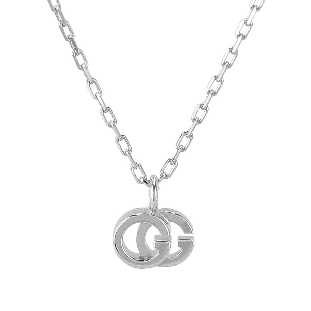 【ポイント10倍◆5/16 01:59迄】【送料無料】グッチ ネックレス GUCCI ペンダント アクセサリー ジュエリー レディース メンズ ユニセックス 687118 J8502 9000 18K ホワイトゴールド ダブルG【あす楽対応】【プレゼント】【ブランド】【セール】