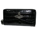 ヴィヴィアン 財布 長財布 ヴィヴィアンウエストウッド Vivienne Westwood 51050003 CROCODILE THIN LINE ORB BLACK L0039 N401 ブラック レザー 本革 クロコダイル 型押し ラウンドファスナー ビビアン