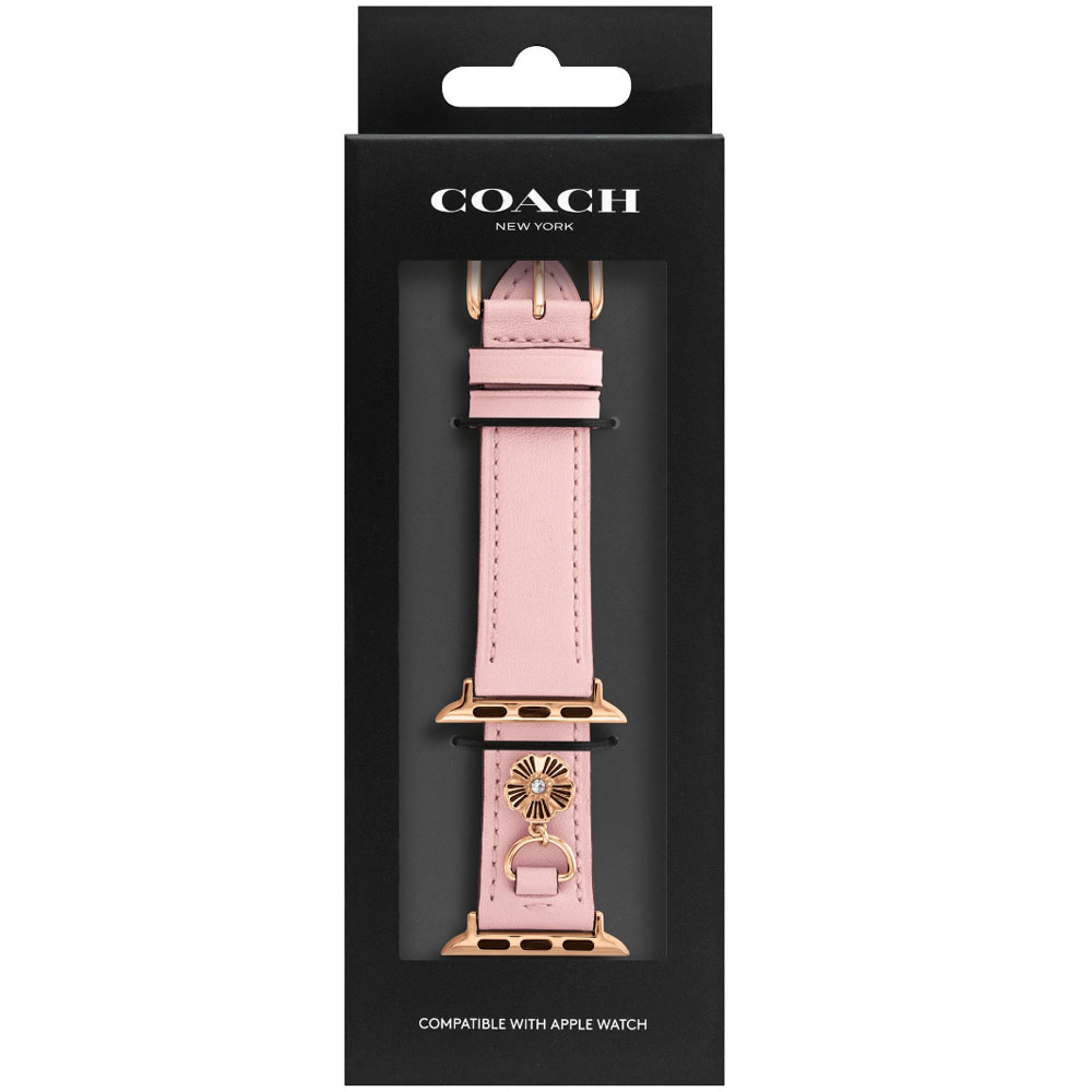 【送料無料】【ベルトのみ】COACH コーチ 替えベルト 交換バンド 14700114 Apple Watch strap 38mm 40mm 41mm 対応 アップルウォッチバンド レディース 腕時計 時計 ピンク×ピンクゴールド レザー 花 フラワー チャーム【あす楽対応】