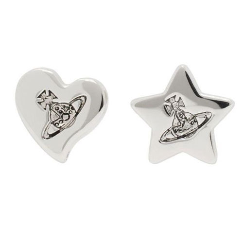 【送料無料】ヴィヴィアン ウエストウッド ピアス 両耳用 Vivienne Westwood 6201033B-02P157 PRISCILLA EARRINGS PLATINUM BLACK Patina ハート スター シルバー×ブラック ジュエリー アクセサリー ビビアン【あす楽対応】【プレゼント】【ブランド】