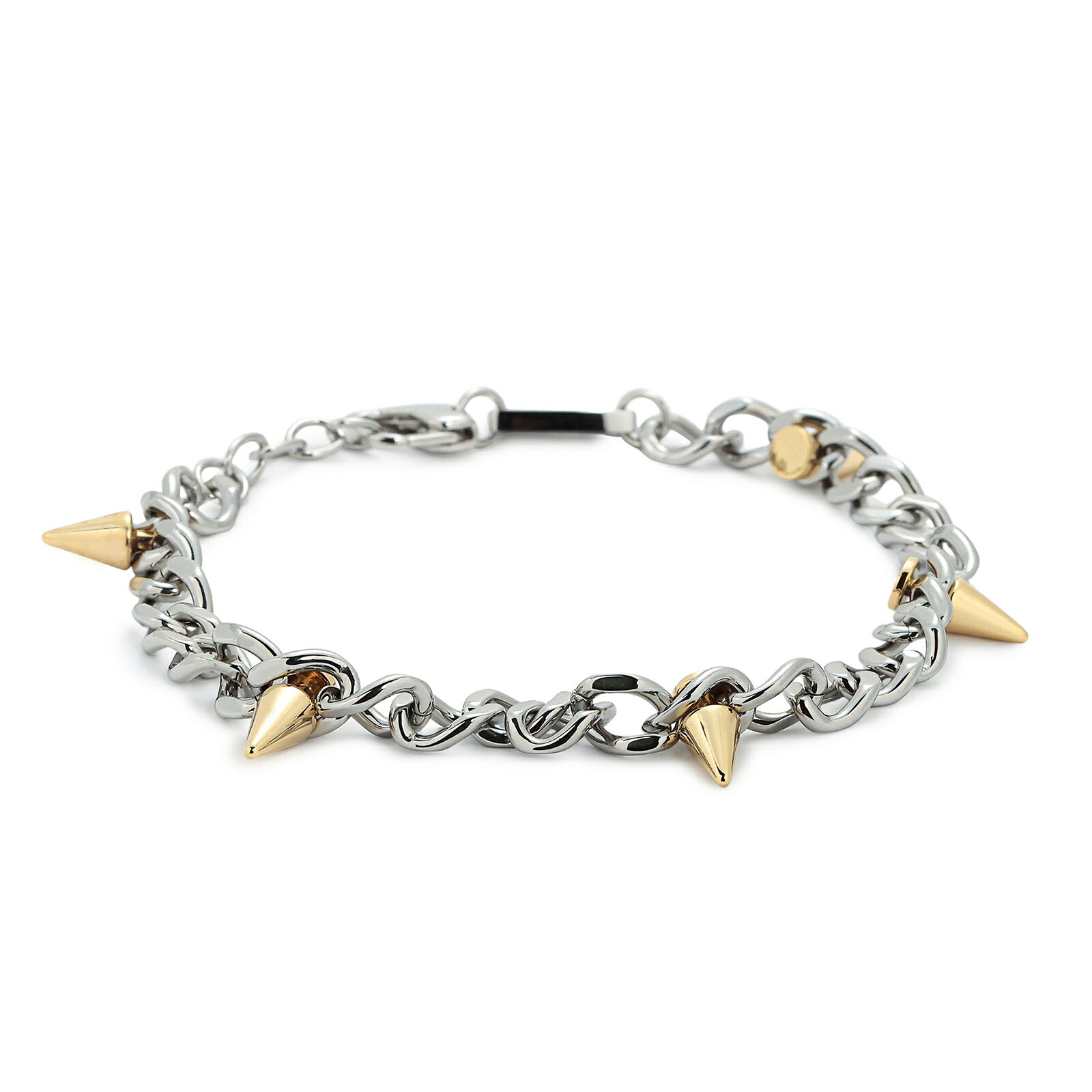 【送料無料】DIESEL ディーゼル ブレスレット DX1453931 DX1453 ブレス チェーンブレスレット スタッズ アクセサリー ジュエリー メンズ ユニセックス ツートーン シルバー×ゴールド Two-Tone Stainless Steel Chain Bracelet【ブランド】【プレゼント】