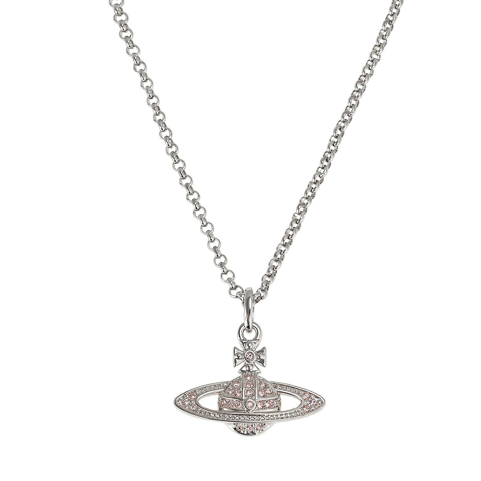 Rakuten - 【送料無料】Vivienne Westwood ヴィヴィアン ウエストウッド ネックレス ペンダント MINI BAS RELIEF PENDANT PLATINUM VINTAGE ROSE Crystal 63020086-02P656 シルバー×ピンク ジュエリー アクセサリー ビビアン【ブランド】【プレゼント】