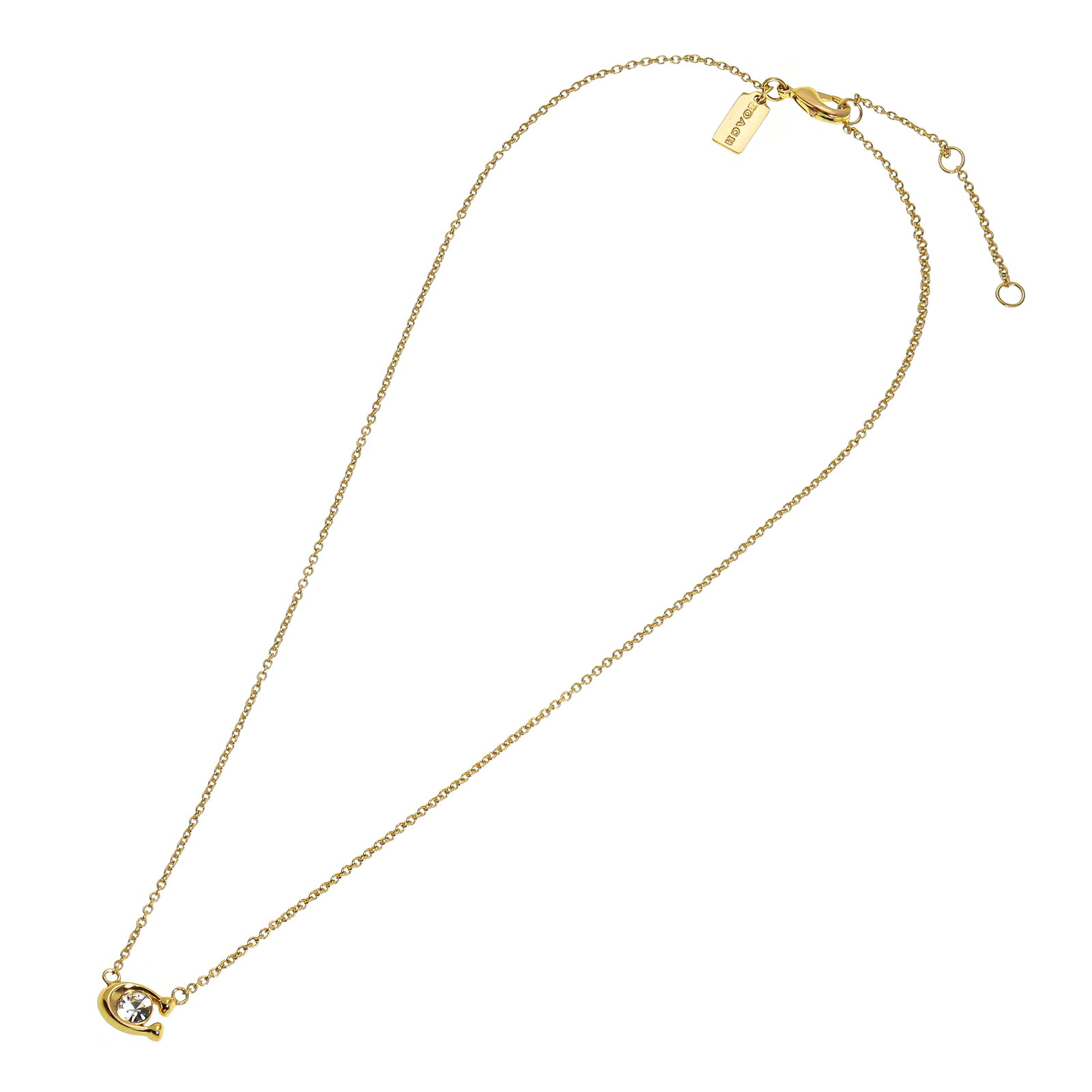 museoの【送料無料】COACH コーチ ネックレス ペンダント レディース 493112 GLD 110 493112GLD110 CO NK C STONE SHRT PNDNT ゴールド×クリア アクセサリー ジュエリー【ブランド】【プレゼント】｜アングル3