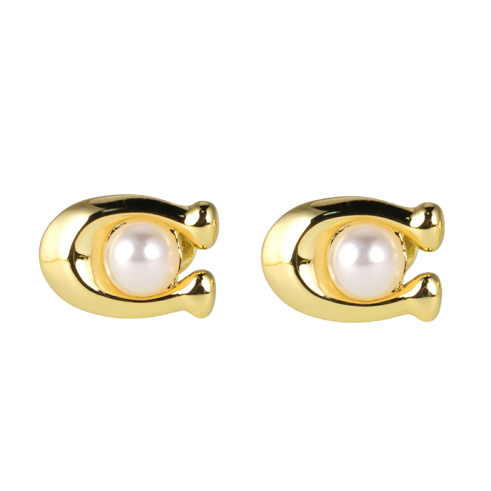 Rakuten - 【送料無料】COACH コーチ ピアス 両耳用 レディース 341922 GLD 100 CO ER PEARL C STUD ゴールド×ホワイトパール アクセサリー ジュエリー【ブランド】【プレゼント】