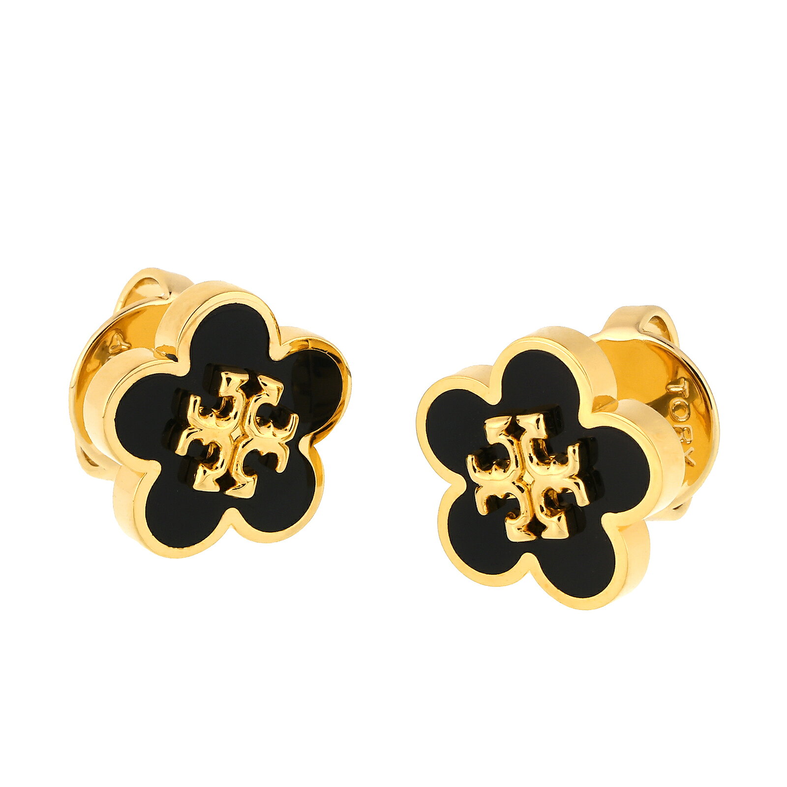Rakuten - 【送料無料】TORY BURCH トリーバーチ レディース ピアス 両耳用 フォーゲットミーノット エナメル フラワー スタッズ ピアス 147151-720 TORY GOLD / BLACK ゴールド×ブラック 花 ジュエリー アクセサリー【プレゼント】【ブランド】