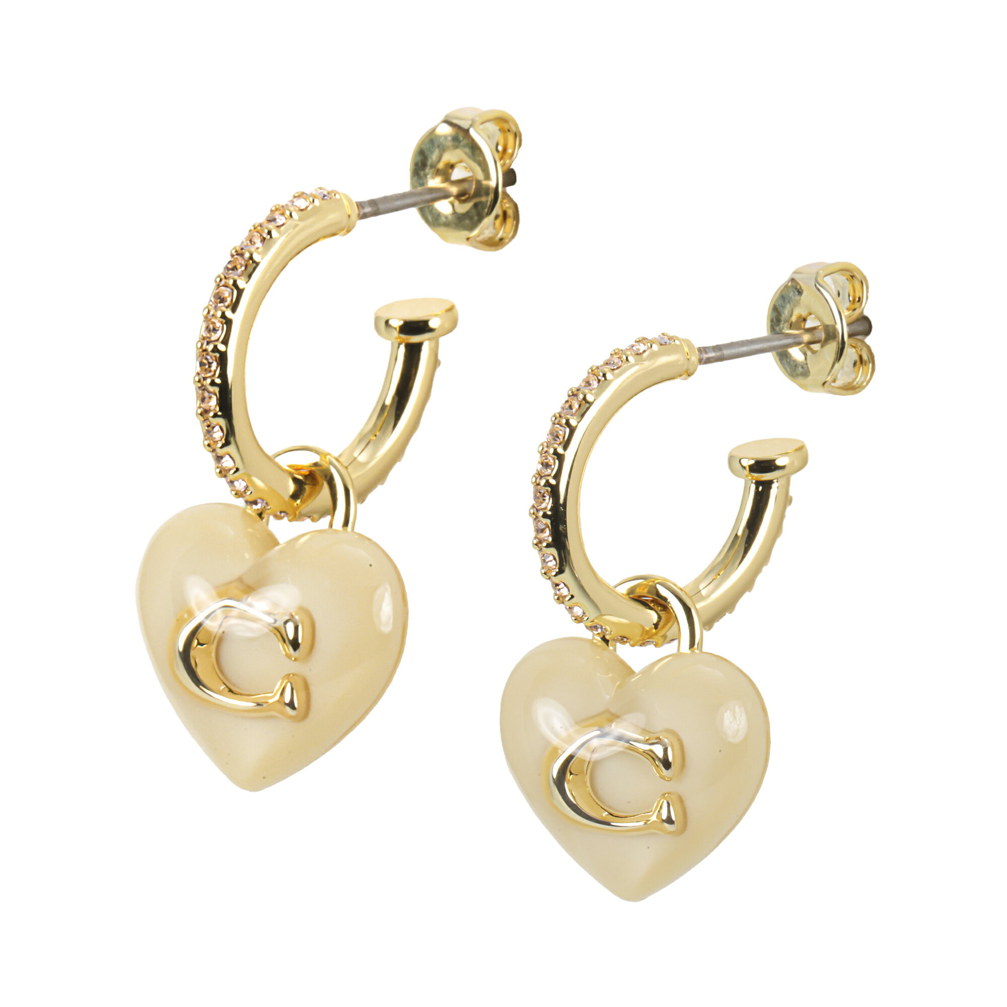 樂天商城 - 【送料無料】COACH コーチ ピアス 両耳用 レディース 415420 GLD 655 resin heart pave huggie earring ゴールド×クリーム ハート アクセサリー ジュエリー【ブランド】【プレゼント】