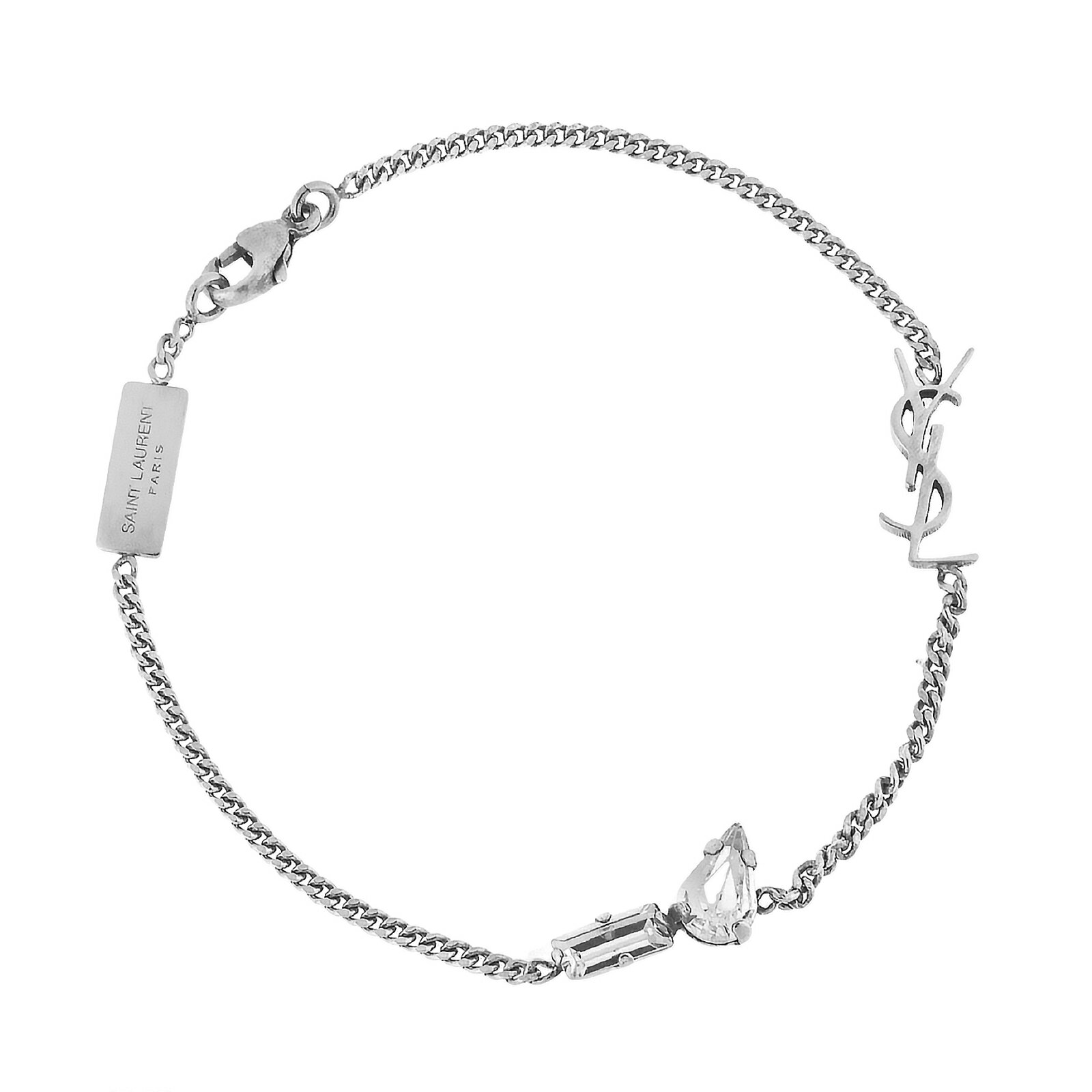 Rakuten - 【送料無料】2026春夏新作 SAINT LAURENT サンローラン ブレスレット カサンドラ チャームブレスレット 692489 Y1526 8368 レディース YSLモノグラム チャンキーラインストーン ケーブルチェーン シルバー アクセサリー ジュエリー【ブランド】【プレゼント】