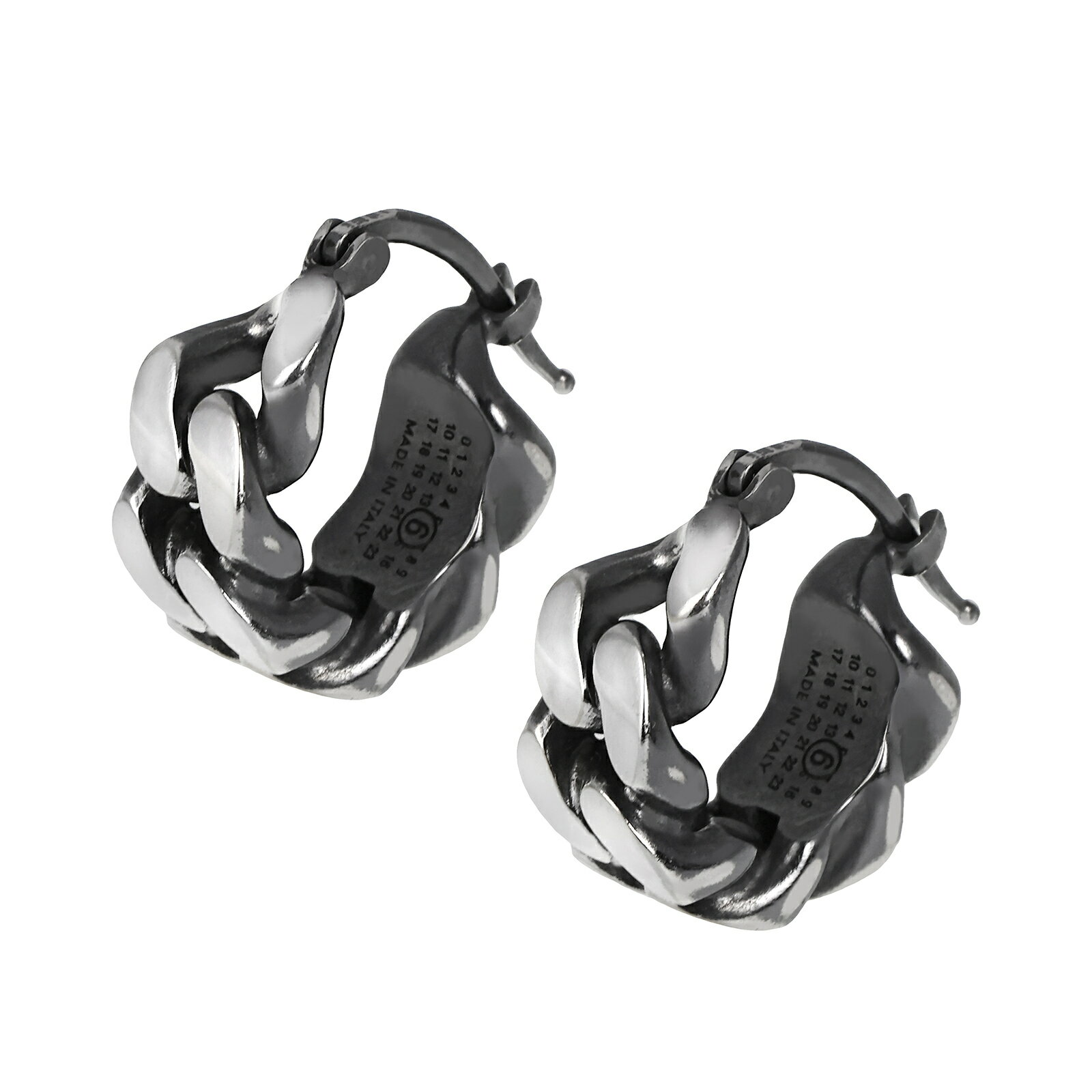 Rakuten - 【送料無料】MM6 Maison Margiela エムエムシックス メゾンマルジェラ ピアス チェーンピアス 両耳用 レディース メンズ ユニセックス シルバー×ガンメタル SM6VG0115 P8884 954 CHAIN EARRING Brunito アクセサリー ジュエリー【ブランド】【プレゼント】