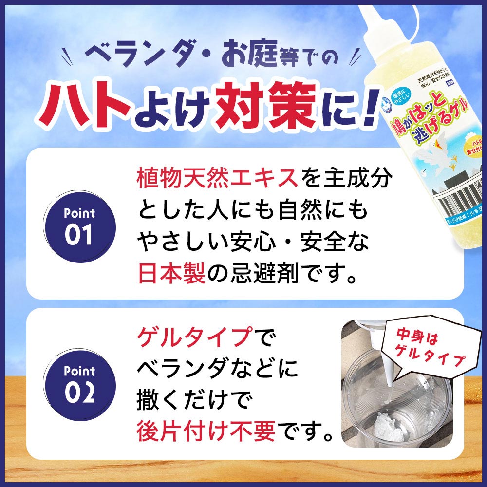 鳩よけ 鳩がはッと逃げるゲル 300ml×2本 鳥 撃退 鳥類被害 対策