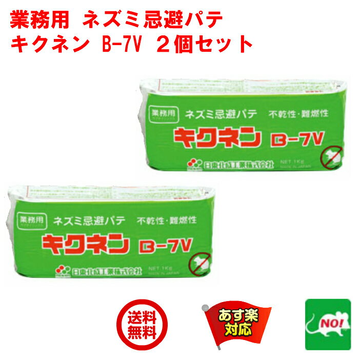 2個セット ねずみ駆除 業務用 ネズミ忌避パテ キクネン B-7V 1kg 日東化成工業 不乾性 シーリングパテ 難燃性 カプサイシン とうがらし マイクロカプセル化 鼠 避け よけ 忌避剤 対策 RSL 6月 スーパーセール あす楽対応 ポイント 虫ナイ