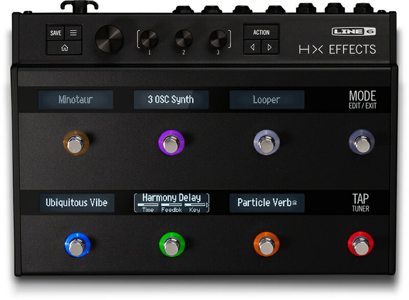 HX Effectsは、Line 6のフラッグシップ Helix&#174;搭載のエフェクトをアンプやペダルボードと組み合わせて使いたいと考えるギタリスト/ベーシストのために開発されました。Helixプロセッサーと同じオーディオ・エンジンを採用したHX Effectsには、Helixに搭載されている全てのエフェクトに加え、Mシリーズ及びストンプボックス・モデラーに含まれる人気の高いエフェクトも追加されています。膨大なエフェクトが詰まったコンパクトなペダルを、お手持ちのペダルボードに簡単に追加することができます。 外形寸法：200mm (D) x 274mm (W) x 76mm (H) 重量：約2.3kg