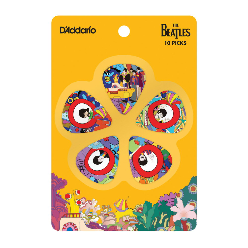 D'Addario ダダリオ ピック Yellow Submarine 50th Anniversary Pick Thin 1CWH2-10B7 ビートルズデザイン 10枚入り 【国内正規品】