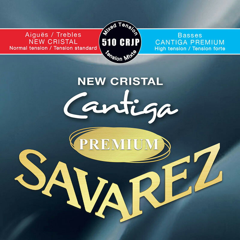 SAVAREZ 510CRJP NEW CRISTAL/CANTIGA PREMIUM Mixed tension （Trebles: Normal tension, Basses: High tension）を 1set サバレス クラシックギター弦