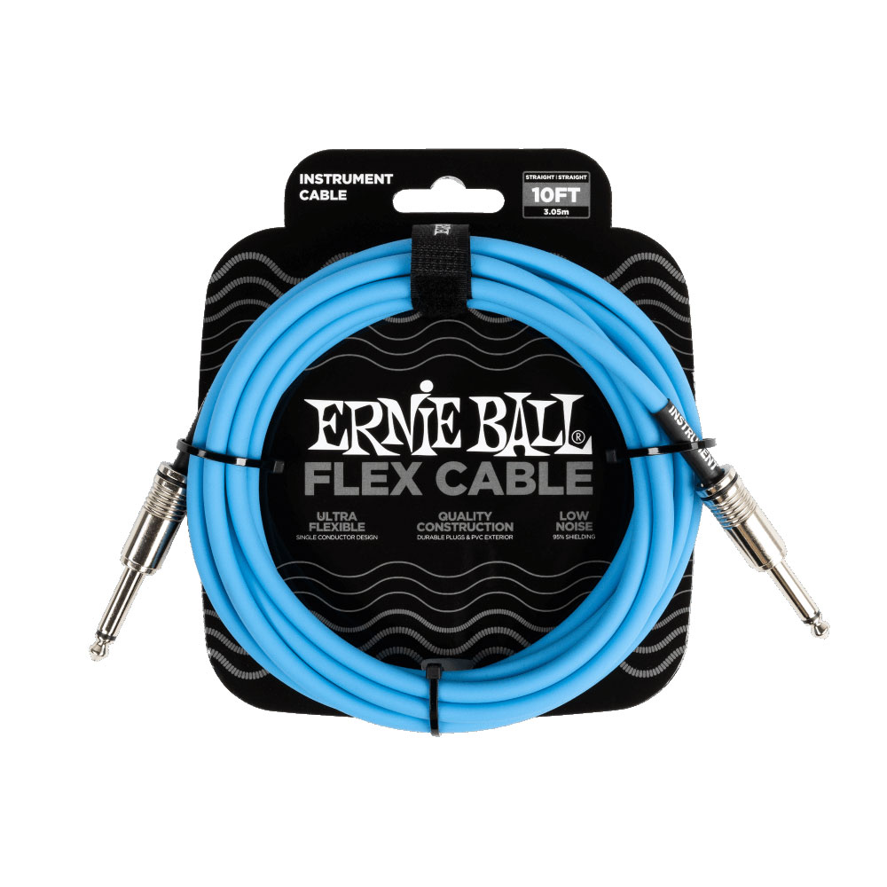 ErnieBall STRAIGHT FLEX CABLE 10’ SS　BLUE 6412