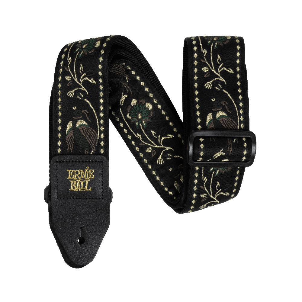 ErnieBall 5372 Classic Jacquard Guitar/Bass Strap - Black Pleasant Phe...