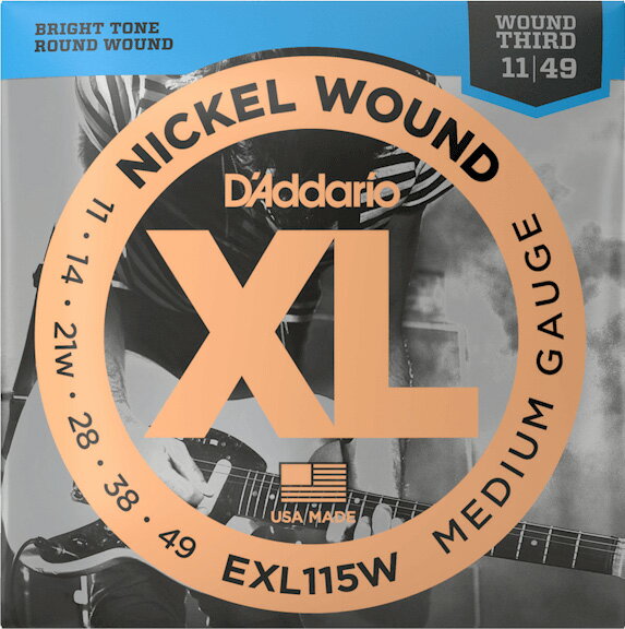 D 039 Addario EXL-115W Medium Gaugeを 1set ダダリオ エレキギター弦