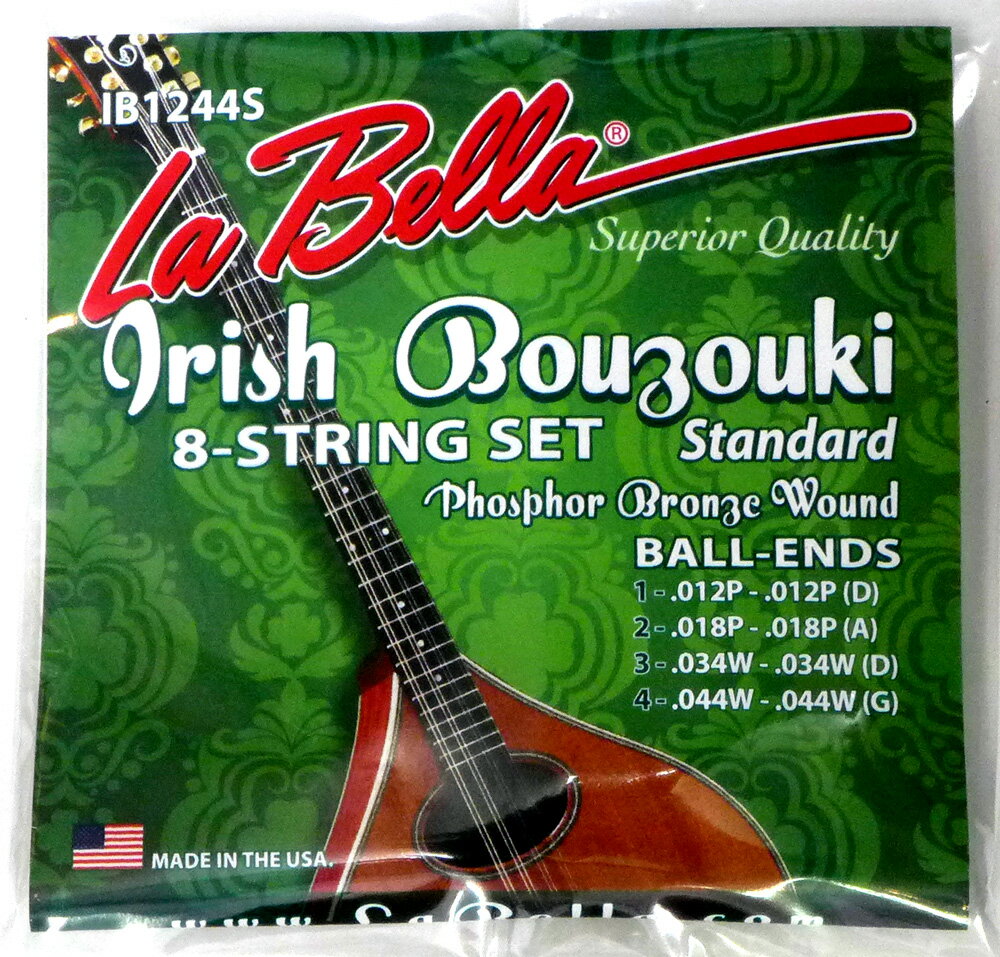 La Bella(ラベラ) Europian Folk アイリッシュ・ブズーキ弦 ボールエンド スタンダードテンション Irish Bouzouki IB1244S を 1set