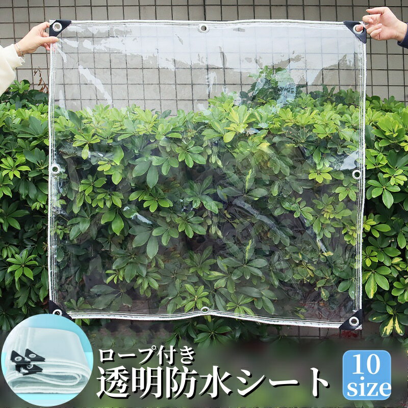 防水シート 10種サイズ PVC 透明防水シート 温室 雨よけ 日よけ 紫外線 シート 屋外 ロープ付き ビニール温室 温室カバー 透明 防水 防風 折りたたみ コンパクト 園芸 温室 植物 保護 ガーデニング アウトドア レジャー 家庭 菜園 農業