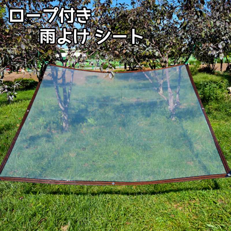 雨よけ シート 透明 カーテン ベランダ 厚手 (1.5×1.5m) (1.5×2m) (1.5×2.5m) (1.5×3m) (2×2.5m) (3×2.5m) 10mの縄付き 防風 防雨 防鳥 風よけ 鳥よけ 雨よけ棚 庭 ガーデン 菜園 屋外 屋内 ベランダカーテン 送料無料