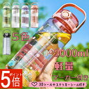【ポイント5倍】ウォーターボトル 2リットル 2l 水筒 大容量 タイムマーカー かわいい 直飲み ストロー 目盛り おしゃれ 子供 キッズ 可愛い プラスチック 洗いやすい 大人 大容量 軽量 ジム ヨガ 水 女の子 ボトル 水筒 ジムウォーターボトル キャンプ用