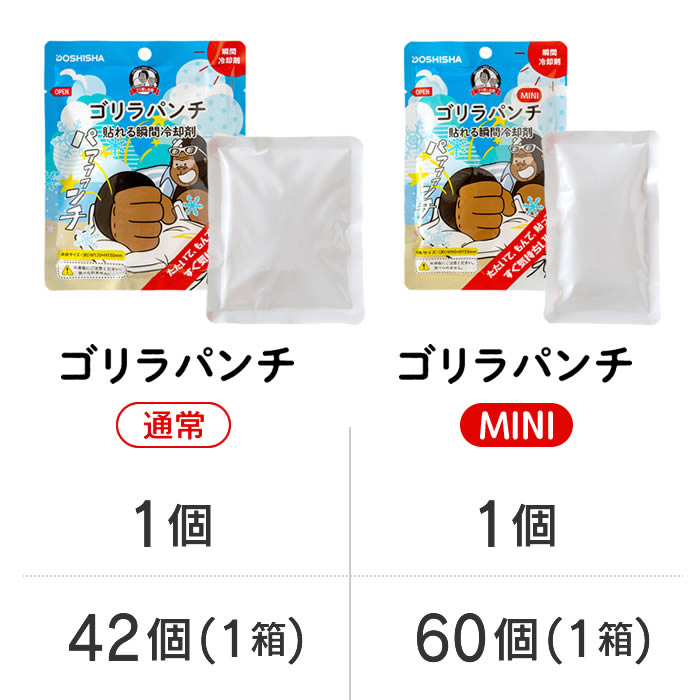 ゴリラパンチ 貼れる瞬間冷却材 & MINI貼れる瞬間冷却材 ドウシシャ ／ 叩くだけ すぐ冷たい アイシング ひんやりグッズ 夏 暑さ対策 使い捨て 携帯用 持ち歩き 短時間 熱冷まし 熱中症 予冷不要 電源不要 DOSHISHA ゴリラシリーズ mustblanche-10011747 マストブランシェ楽天市場店 サンプル画像2